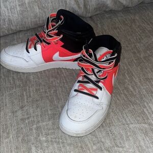 Nike White and Red High-Top Sneakers